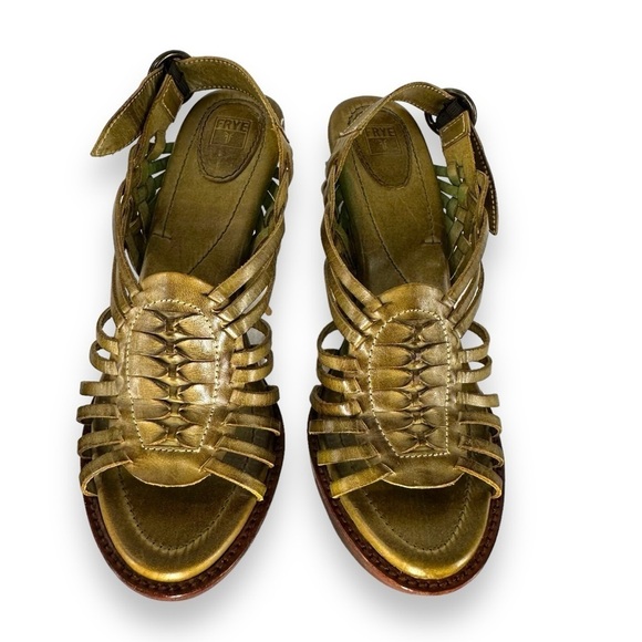 Frye Olive Green Strappy Heels - Picture 2 of 6